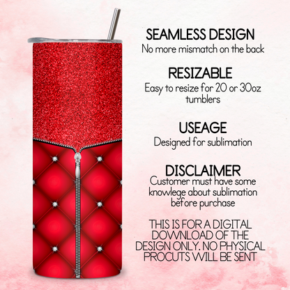 Zipped Quilted Diamante Quilted Skinny Tumbler Wrap - Post-box Red