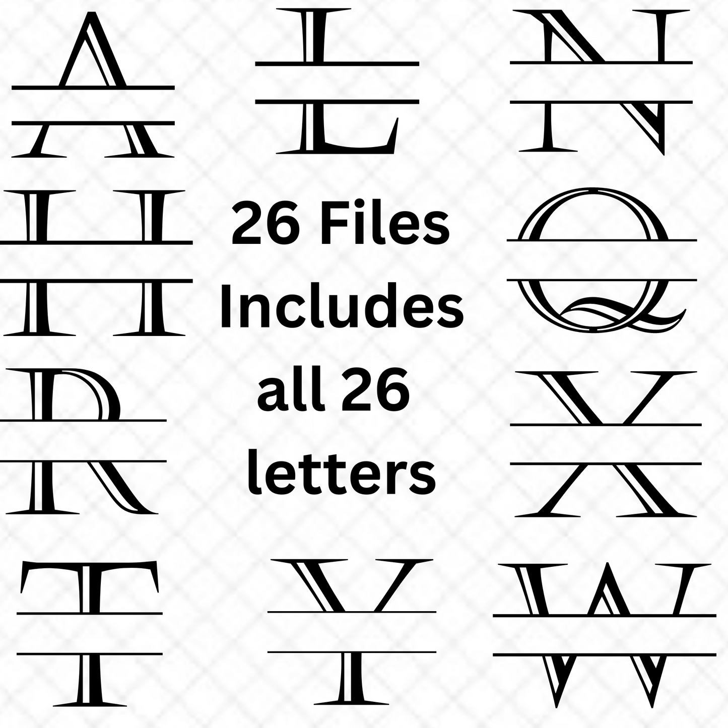 Split Monoram Svg Letters, Full Alphabet A - Z SVG