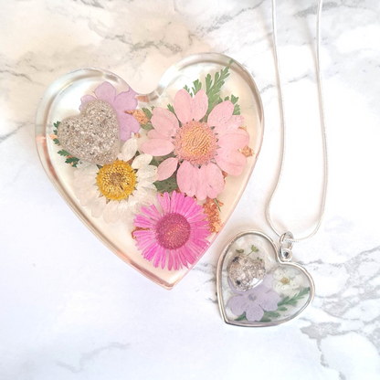 925 Silver Memorial Floral Heart Necklace With Ashes