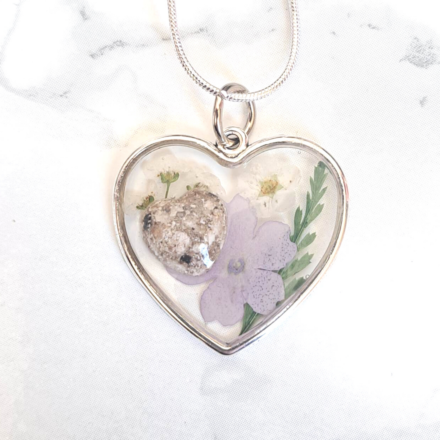 925 Silver Memorial Floral Heart Necklace With Ashes