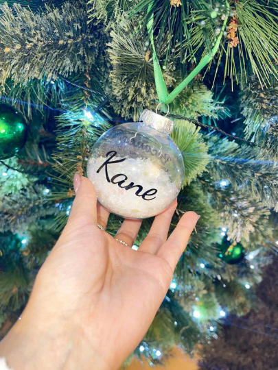 Personalised 9cm fake snow baubles